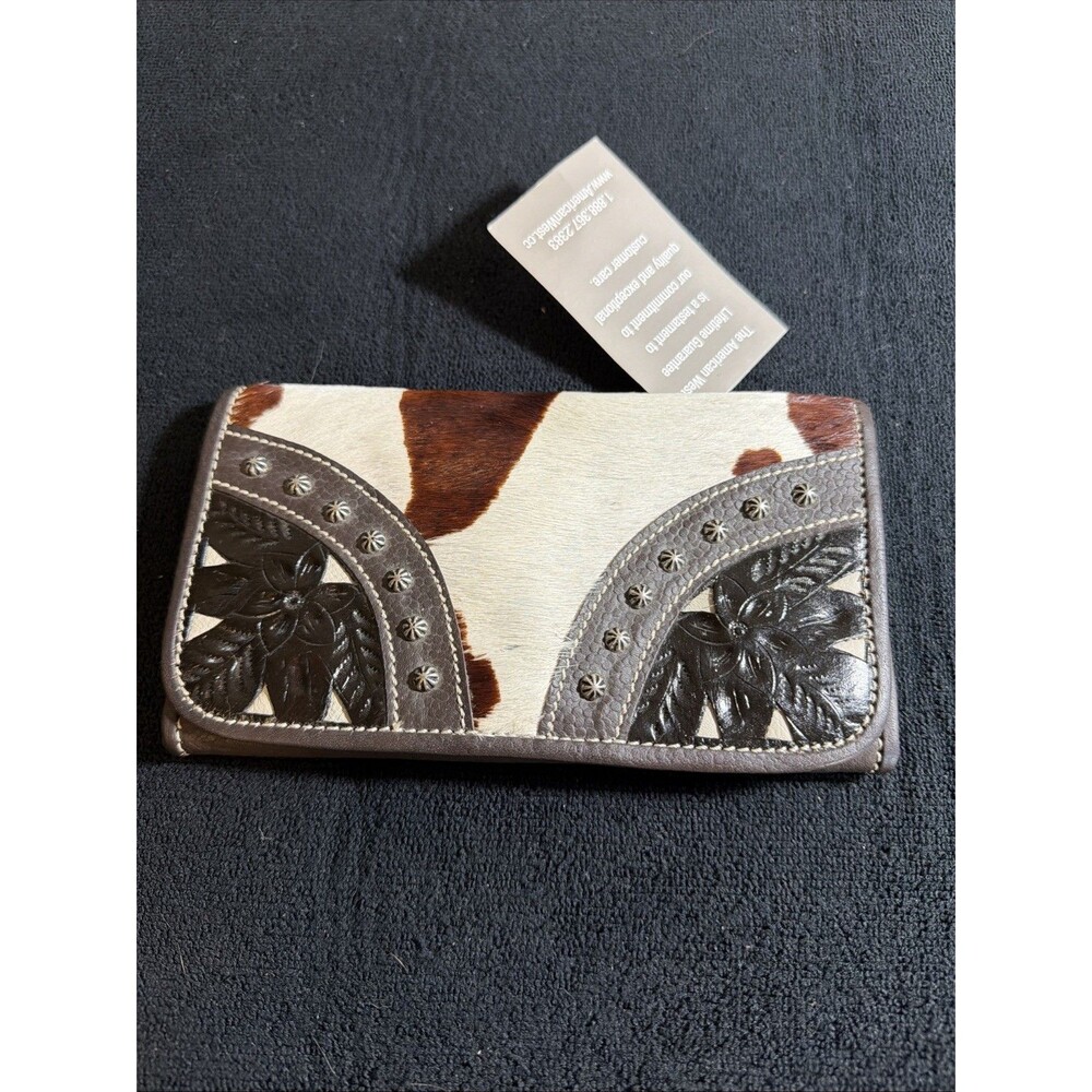 🌺 AMERICAN WEST LARGE WALLET GENUINE HAND TOOLED LEATHER-BEAUTIFUL 🌺
